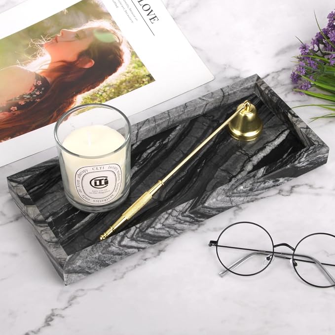 Marble Bathroom Vanity Tray, Natural Luxury Vanity Home Kitchen Bathroom Table - Image 2