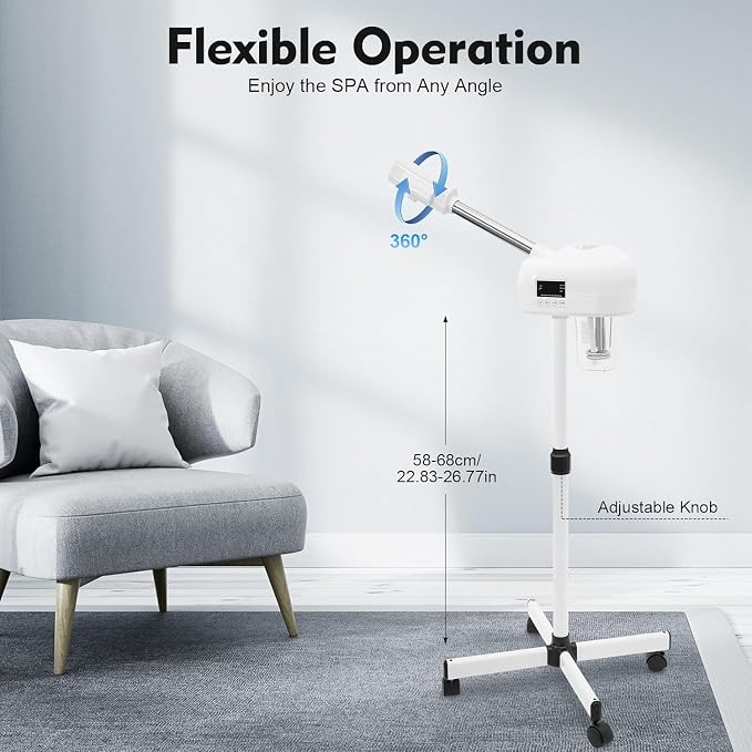 Professional Facial Steamer, Hot Mist Spray & Ozone, LCD Touch Screen & Timer - Image 2