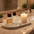 YKAJO Oval Real Marble Tray for Bathroom Kitchen Counter Stone Decorative - Image 2