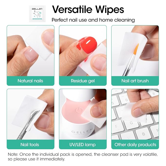 Gellen 400 Pack Nail Cleanser Pads and Acetone Nail Polish Remover Pad Kit - Image 10