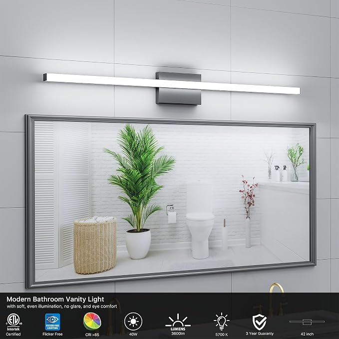 42Inch LED Bathroom Vanity Light Bar 5700K Dimmable Led Bathroom Light Over - Image 3
