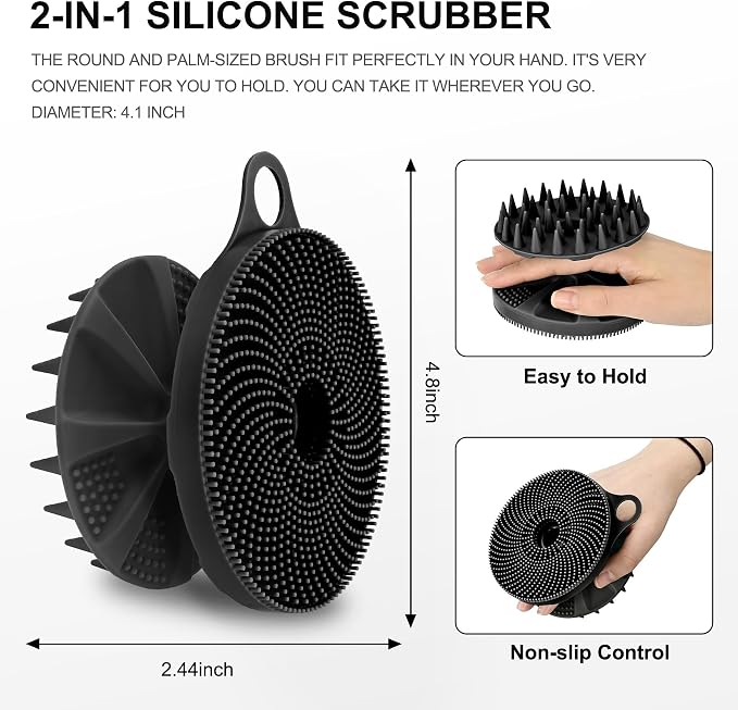 INNERNEED 2-in-1 Silicone Body Scrubber and Scalp Massager Shampoo Brush - Image 2