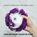 Large Purple Bath Sponge Pack of 3 – Gentle Exfoliation Loofahs - Image 3