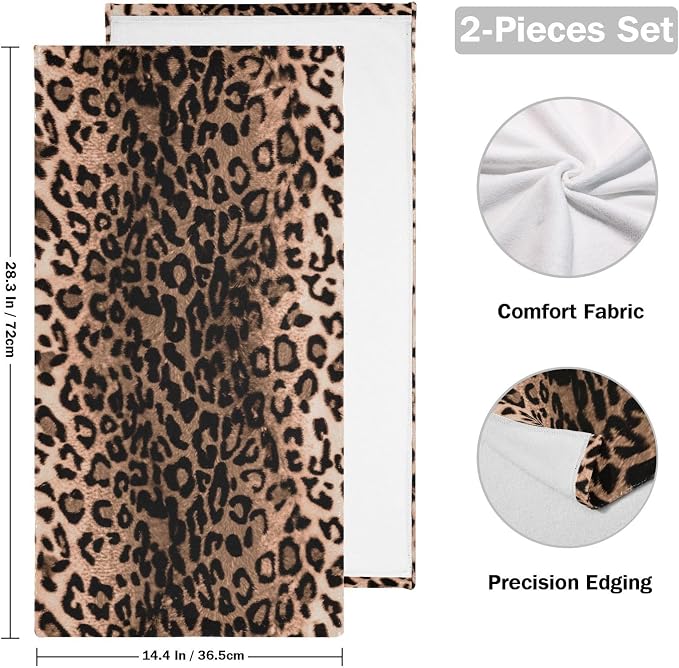 Brown Black Leopard Print Hand Towels - Image 2
