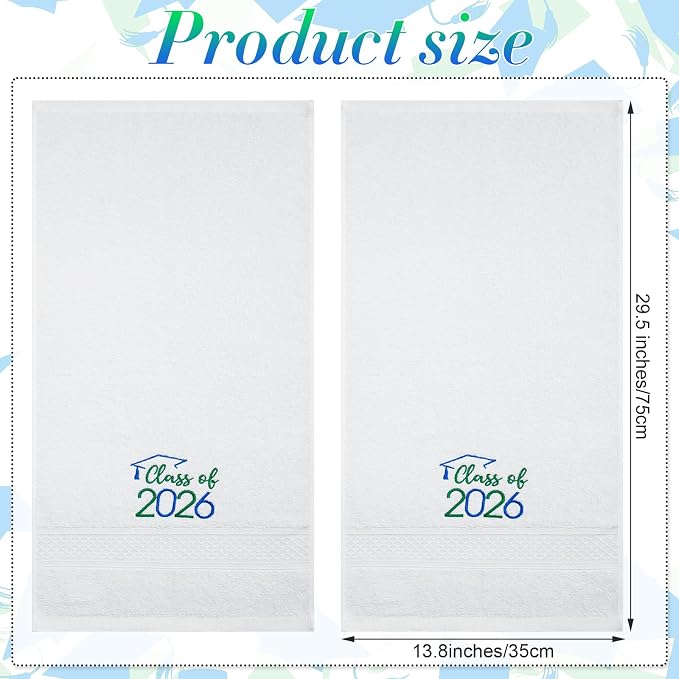 MASHAN Class of 2026 Graduation Hand Towels 3 Pack, 100% Cotton Soft Absorbent - Image 2