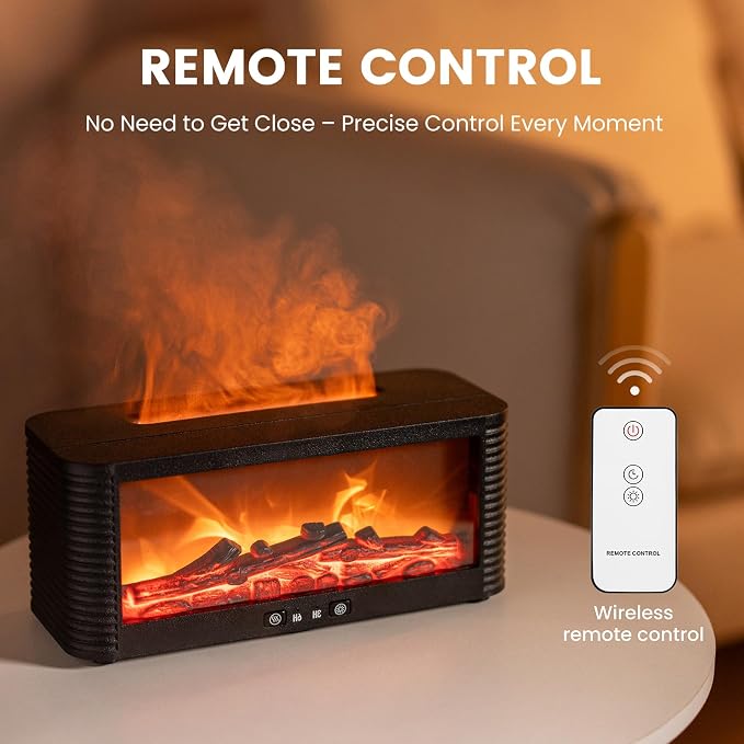Flame Fireplace Aroma Essential Oil Diffuser, 250ml Ultrasonic Aromatherapy - Image 7