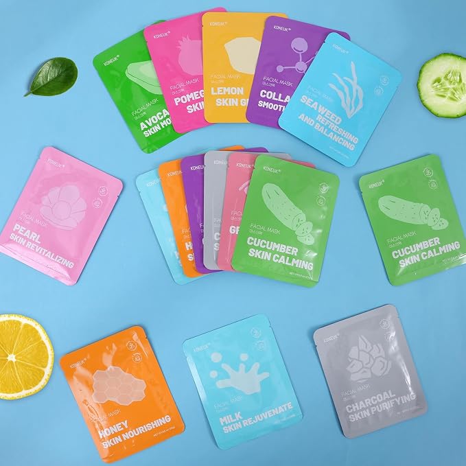 KONEUK 72 Pack Collagen Face Masks Skincare Set - Image 7