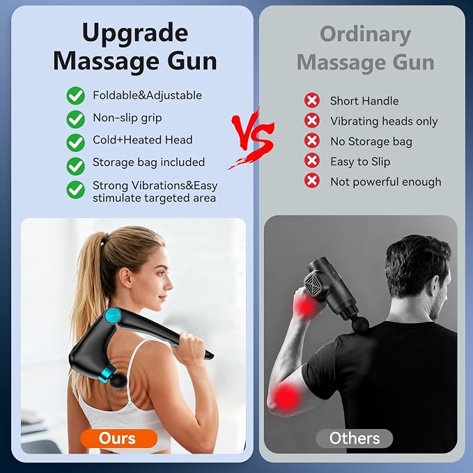 Back Massager with Heat & Cold Therapy, Foldable Deep Tissue Massage Gun - Image 5
