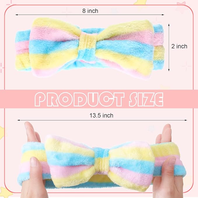 Yinder 40 Pack Bow Spa Headband Coral Fleece Makeup Headband Soft Face Wash - Image 5