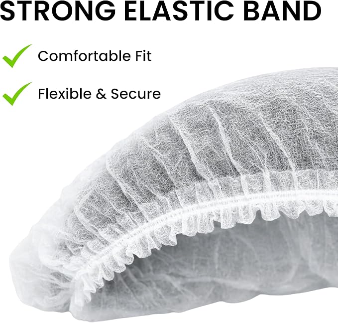 Disposable Bouffant Caps 21 Inch Non Woven Hair Net Elastic Head Cover - Image 8