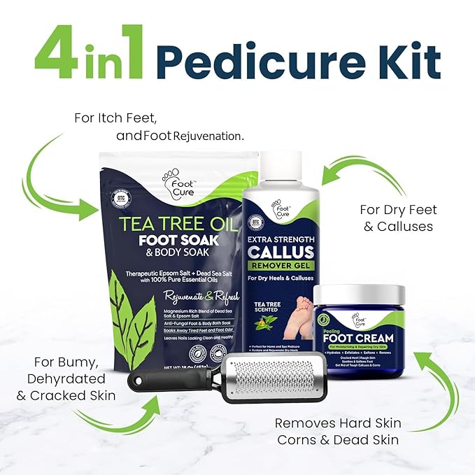 FOOT CURE Exfoliator & Callus Remover Pedicure Set – Care Kit Includes File - Image 3