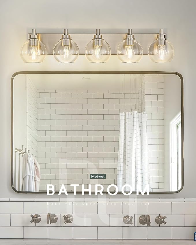 Bathroom Light Fixtures, 5 Light Brushed Nickel Vanity Light, 32 Inch Modern - Image 7