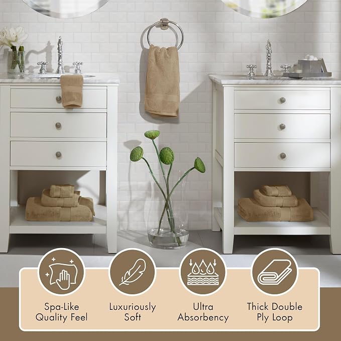 Madison Park 800GSM Bathroom Towel Set of 8 100% Cotton Bath Towel Set - Image 3