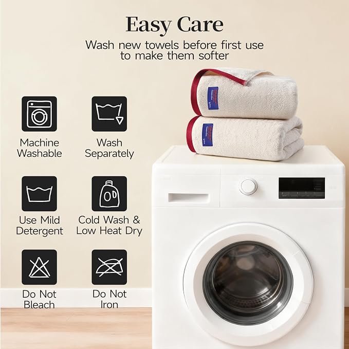 REDKISS 6 Piece Luxury Bath Towel Set, 2 Bath Towels, 2 Hand Towels, 2 - Image 9