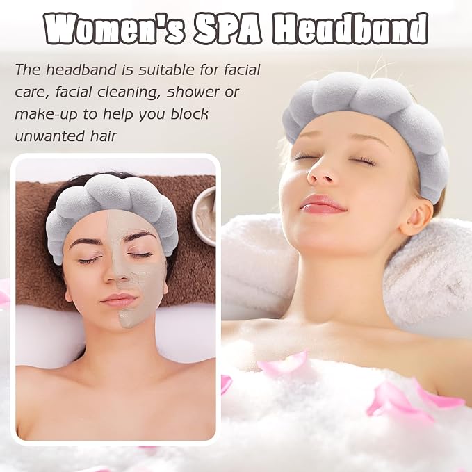Zkptops Spa Headband for Washing Face Wristband Set Sponge Makeup Skincare - Image 3