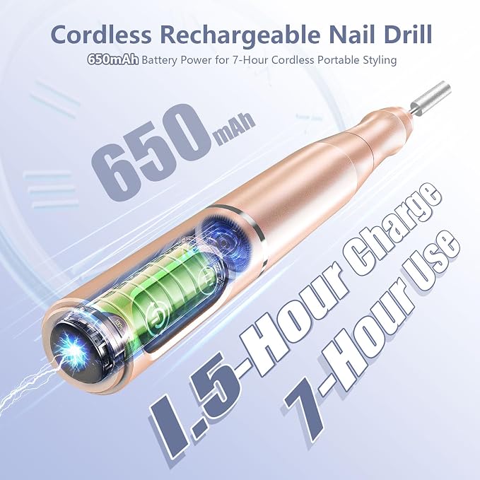 TUOBEO Cordless Nail Drill Electric Rechargeable File Kit, Professional Efile - Image 2