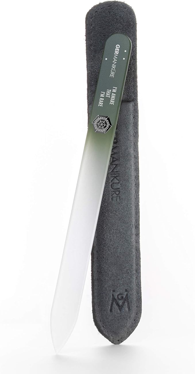 GERMANIKURE Glass Nail File in Suede Sleeve by GERMANIKURE