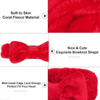 Casoty 6 Pcs Red Spa Headbands, Skin Care Headband, Soft Coral Fleece Makeup - Image 7