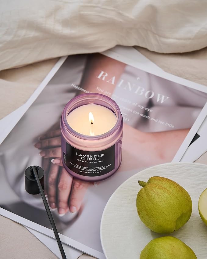 M&SENSE Lavender Citrus Scented Candles, 7.05oz Organic Soy Wax, 50 Hours Clean - Image 5
