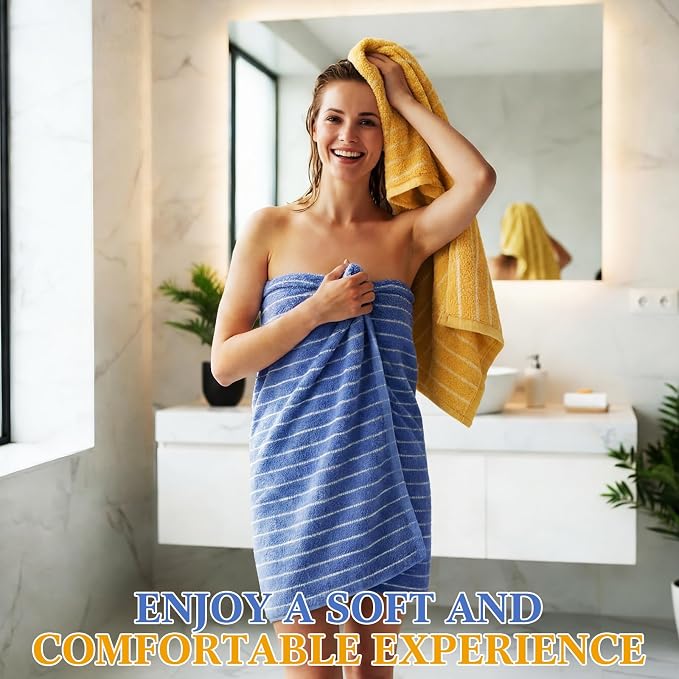 6 Pcs Large Bath Towels Set 28x55 Inch Soft Cotton Towels - Image 6