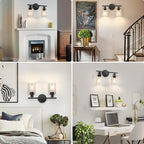 FOLKSMATE Bathroom Light Fixtures, 2 Light Matte Black Vanity Light, Vintage - Image 7