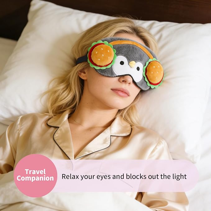 PERFECTSIGHT Sleep Eye Masks, Cute Penguin Plush Sleep Eye Cover Lightweight - Image 3