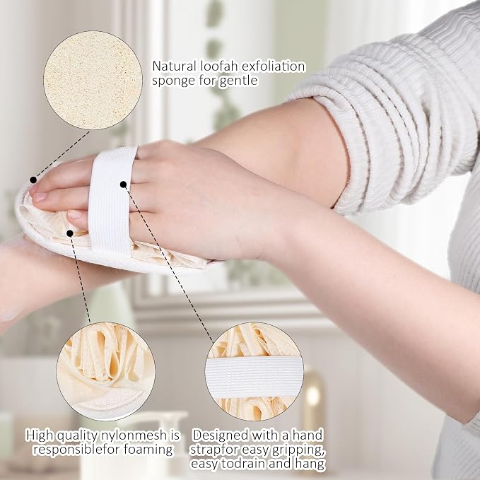 Jeffdad 2Pcs Natural Loofah Sponge, Premium Exfoliating Body Scrubber - Image 3