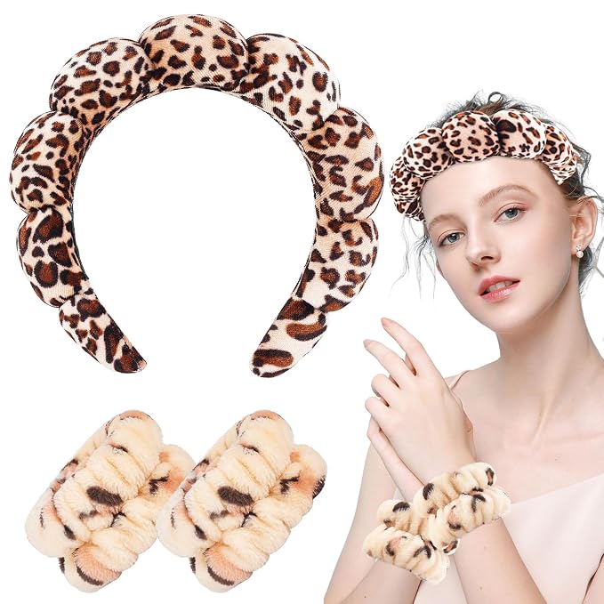 Zkptops Spa Headband for Washing Face Wristband Set Sponge Makeup Skincare - Image 8