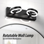 LED Bathroom Light Fixtures, 15inch Black Vanity Lights, Modern 2 Light Acrylic - Image 5