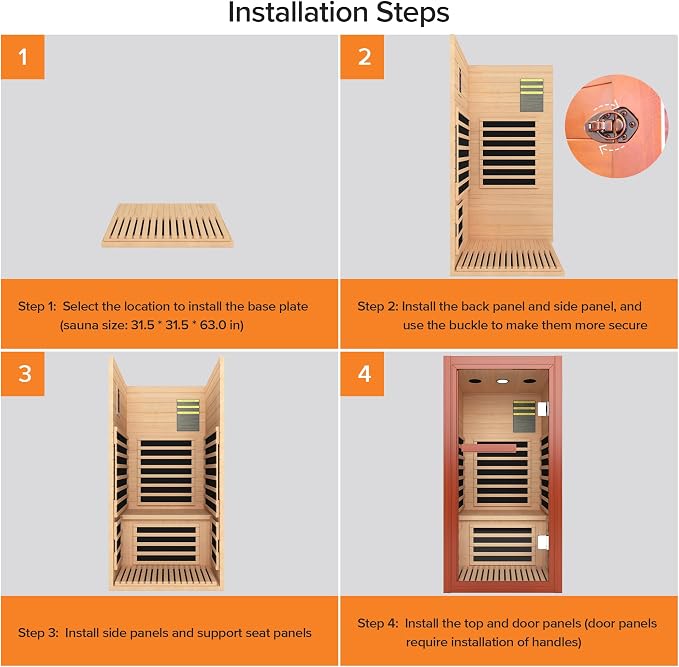 OUTEXER Far Infrared Sauna Dry Saunas 1065W Indoor Home Sauna Low EMF 110V - Image 7