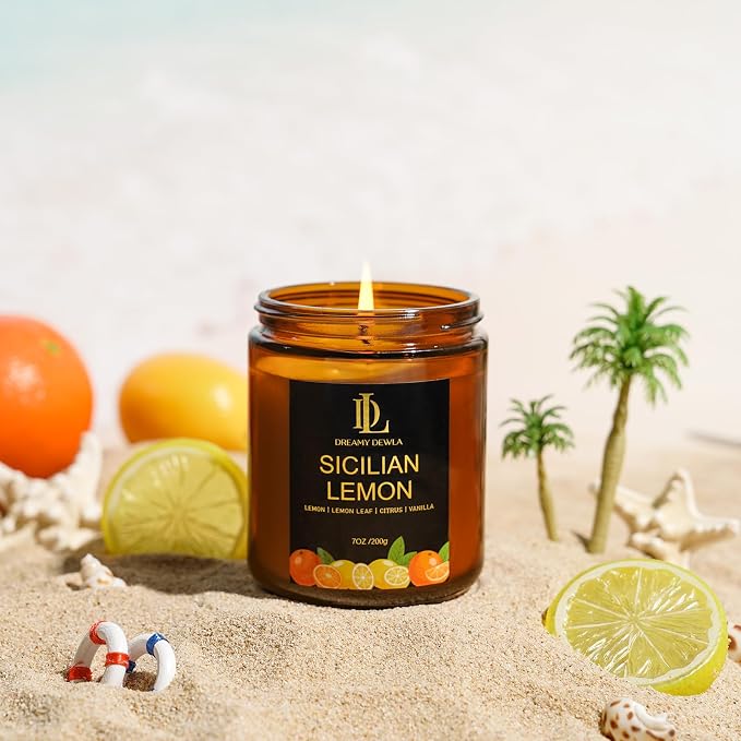 Sicilian Lemon Candles, 7oz Sicilian Lemon Scented Candle, Natural Soy Candles - Image 5