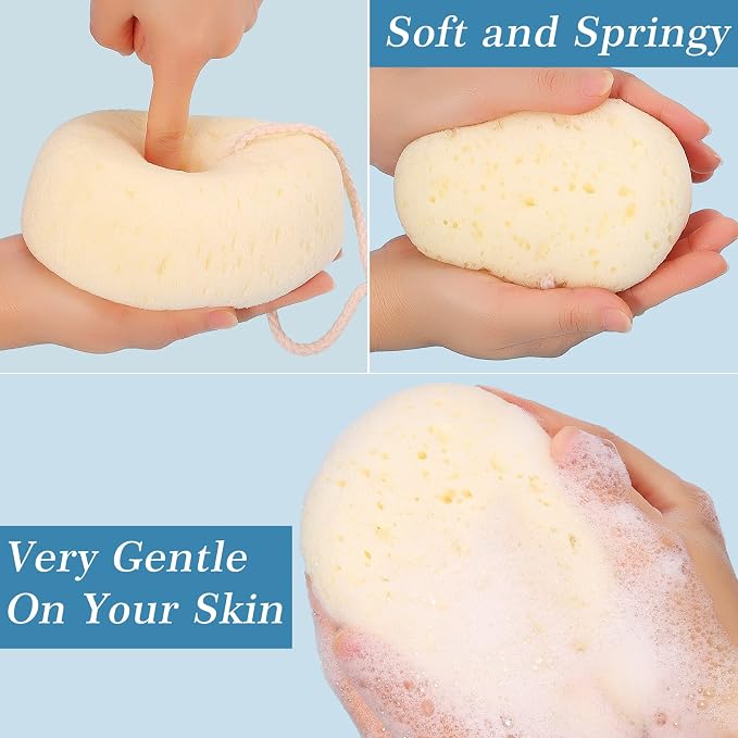 3 Pcs Bath Sponge for Women, Body Wash Sponges Loofah Body Scrubber, 3 Colors & - Image 3
