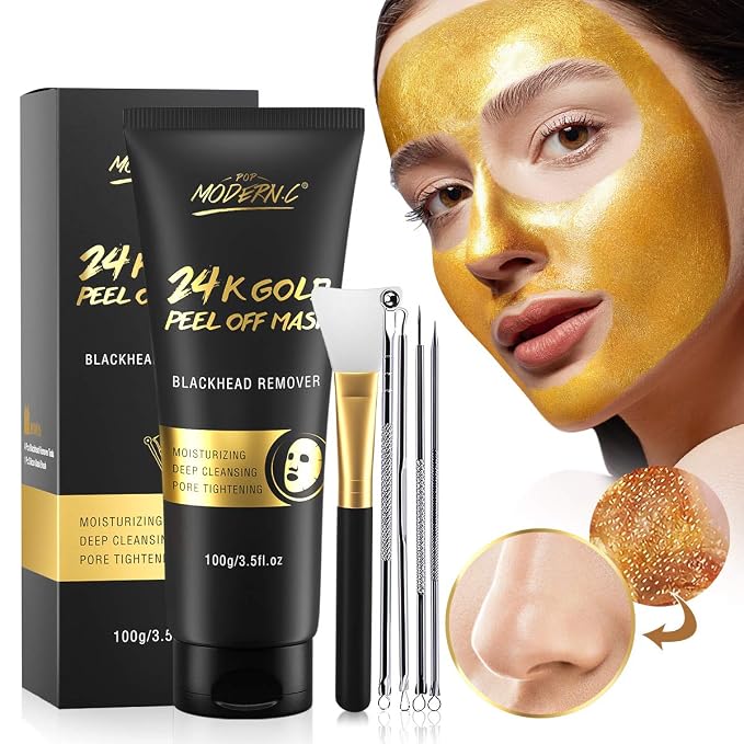Blackhead Remover Mask, 24K Gold Peel Off Mask, Deep Cleansing, by POPMODERNC