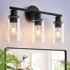 DLLT 3-Light Bathroom Light Fixtures: 18.51" Black Modern Vanity Lights by DINGLILIGHTING