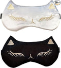 Cute Cat Sleep Mask for Kids, 2 Pack Silk Sleeping Eye Cover Adjustable Mask by Mukveitn