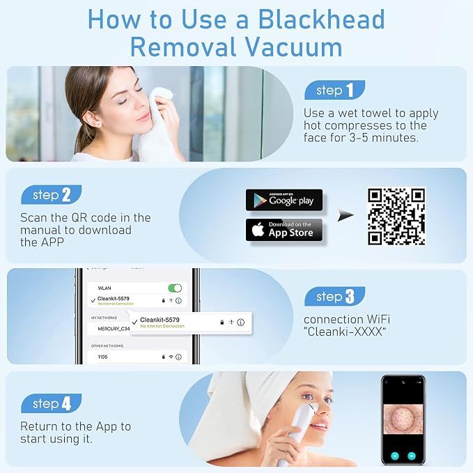 Facial Pore Blackhead Remover Vacuum, 1080P Camera Blackhead Remover, 20x Zoom - Image 6