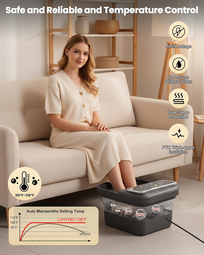Collapsible Foot Spa with Heat, Electric Foot Bath Massager with Color - Image 6
