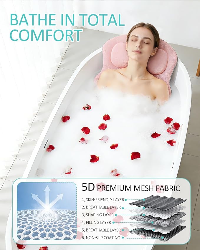 Full Body Bath Pillow for Bathtub, 5D Thick Tub Pillow for Bathtub - Image 9