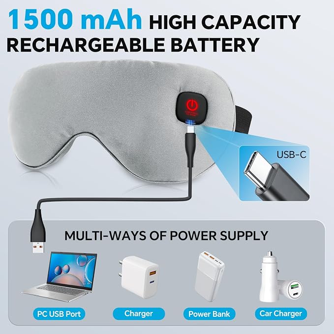 Cordless Heated Eye Mask for Dry Eyes Relief, - Image 7
