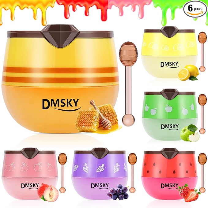 DMSKY 6 PCS Bee Lip Balm Lip Mask Honey Pot, Valentines Day Gifts, Propolis Lip by DMSKY