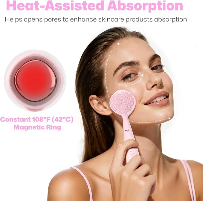 PRITECH Facial Cleansing Brush, Rechargeable Silicone Face Scrubber - Image 4