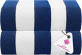 CASA COPENHAGEN Cabana Towels 2Pcs Cobalt Blue Designer Stripe Beach Bathsheet by CASACOPENHAGEN