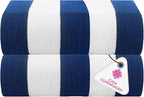CASA COPENHAGEN Cabana Towels 2Pcs Cobalt Blue Designer Stripe Beach Bathsheet by CASACOPENHAGEN