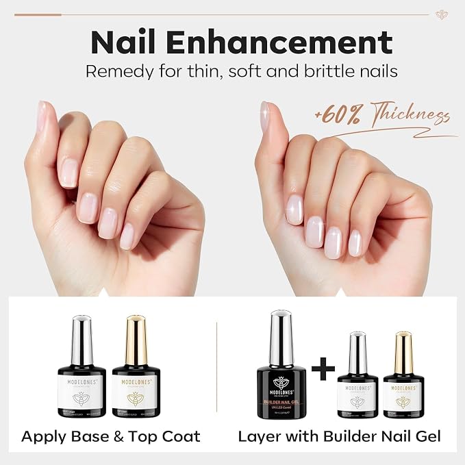 modelones 3 Pcs Top Coat Builder Nail Gel - Image 3