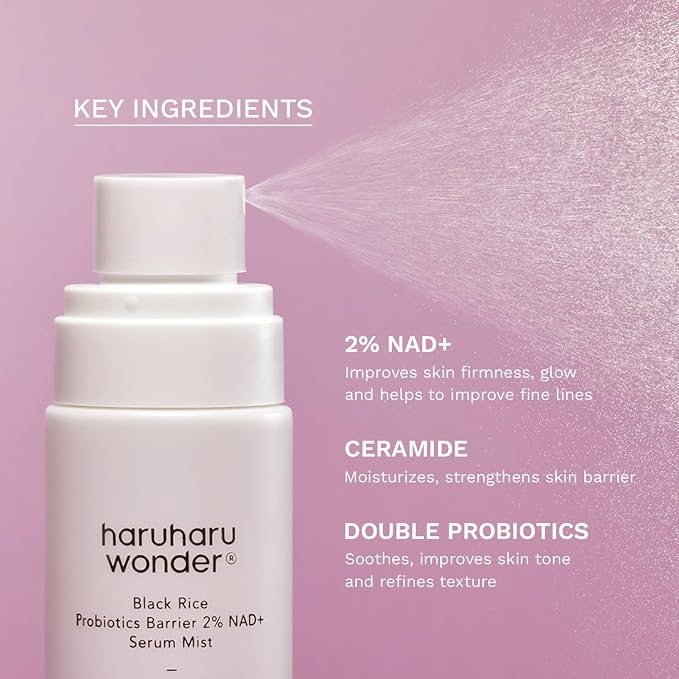 haruharu Wonder Black Rice Probiotics 2% NAD+ Serum Mist, Ultra-Fine Mist - Image 3