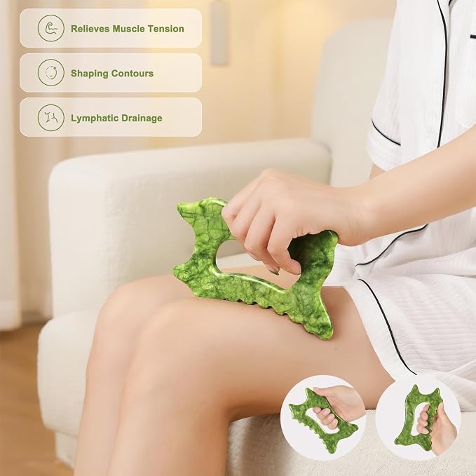 6-in-1 Jade Stone Body Gua Sha Facial Tools - Image 5