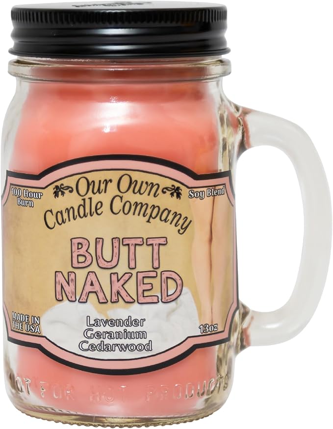 Our Own Candle Company, Butt Naked Scented Mason Jar Candle, 100 Hour Burn Time by OurOwnCandleCompanycandles