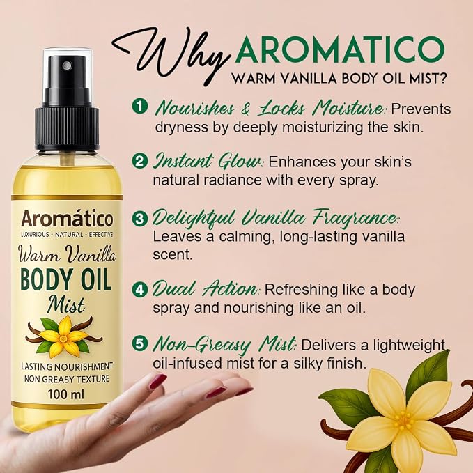 Aromatico Warm Vanilla Mini Body Oil Mist - Image 4