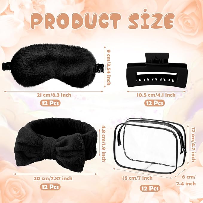 Hoteam 24 Pcs Spa Party Favors Supplies 6 Spa Headband 6 Plush Sleep Eye Mask 6 - Image 2