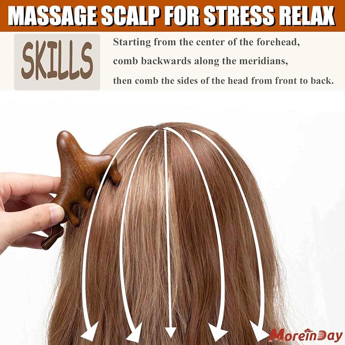 Wooden Scalp Massager for Scalp Gua sha, Massage Comb, Wooden Head Massager - Image 4